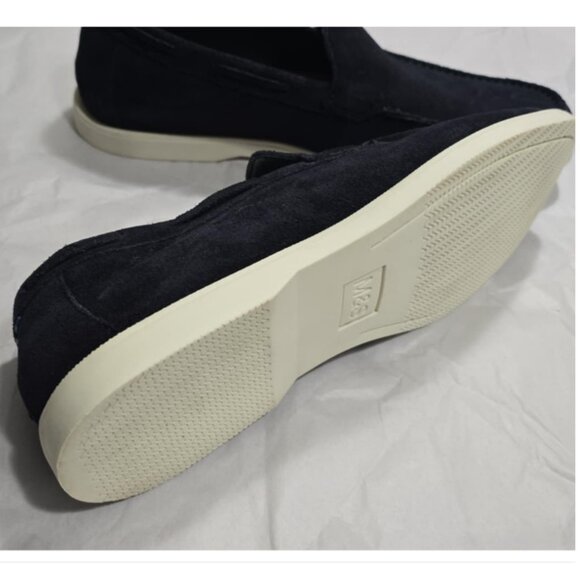 ?✨ M&S Men’s Suede Slip-On Loafers | Navy |‎ White Sole --UK 8/US 9?✨ main image 6